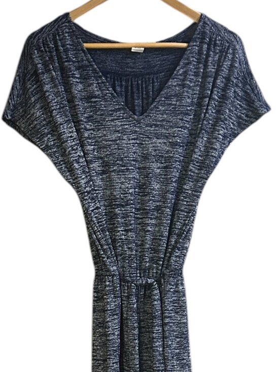 Vtg GAP Heathered Navy Jumpsuit Short Sleeve V-Neck One-Piece XS 70s Vibe Cozy - Picture 6 of 7